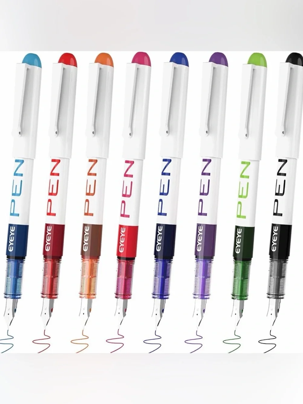 8 Assorted Color Extra Fine Steel Tip Fountain Pens
